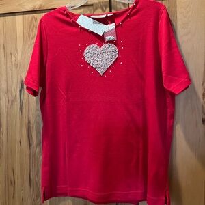 rhinestone, pearl, embellished, heart sweatshirt, T-shirt, NWT size large